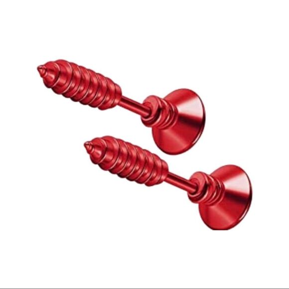 Red Screw earrings  - Picture 1 of 2